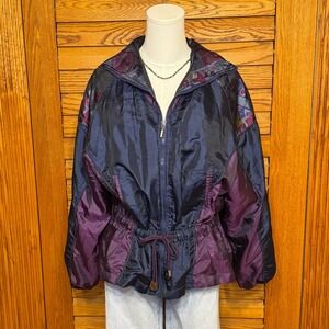 Vintage Out Brook Windbreaker Jacket Purple Navy Blue Retro 80s Halloween